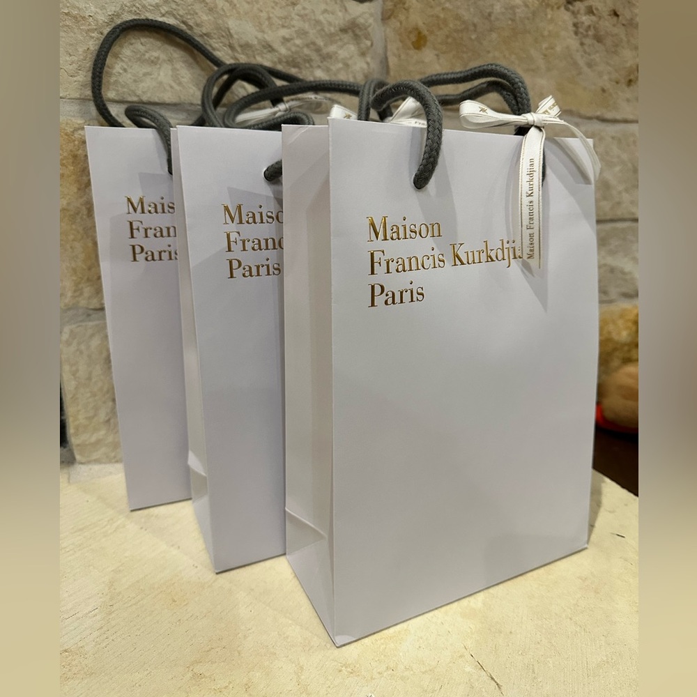 1 Maison Francis Kurkdjian White and Gold Gift Bag + Tissue Paper + 1 Bow